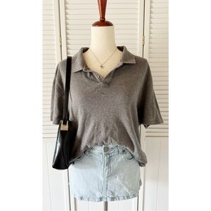 Michael Kors Grey Collared Polo Shirt Top